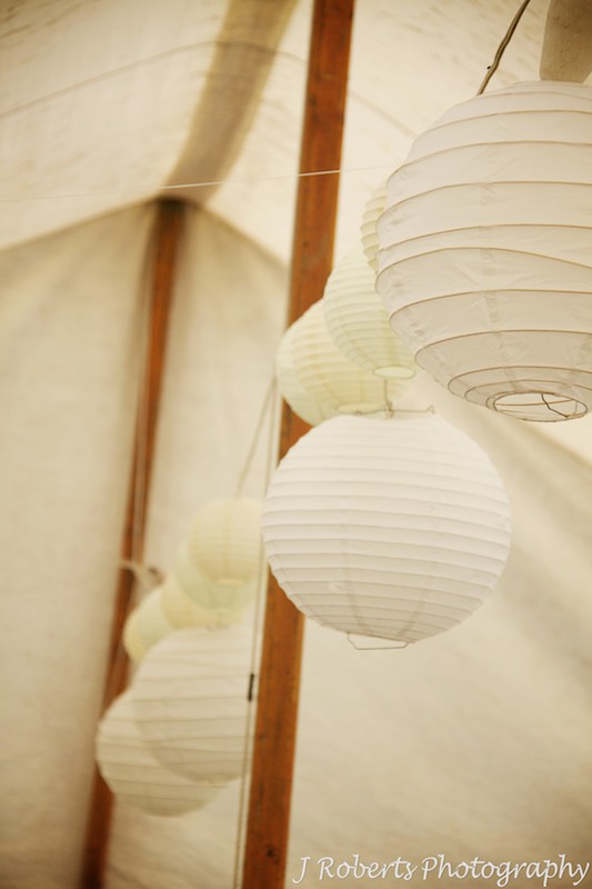 Lanterns in garden marquee - wedding photography sydney